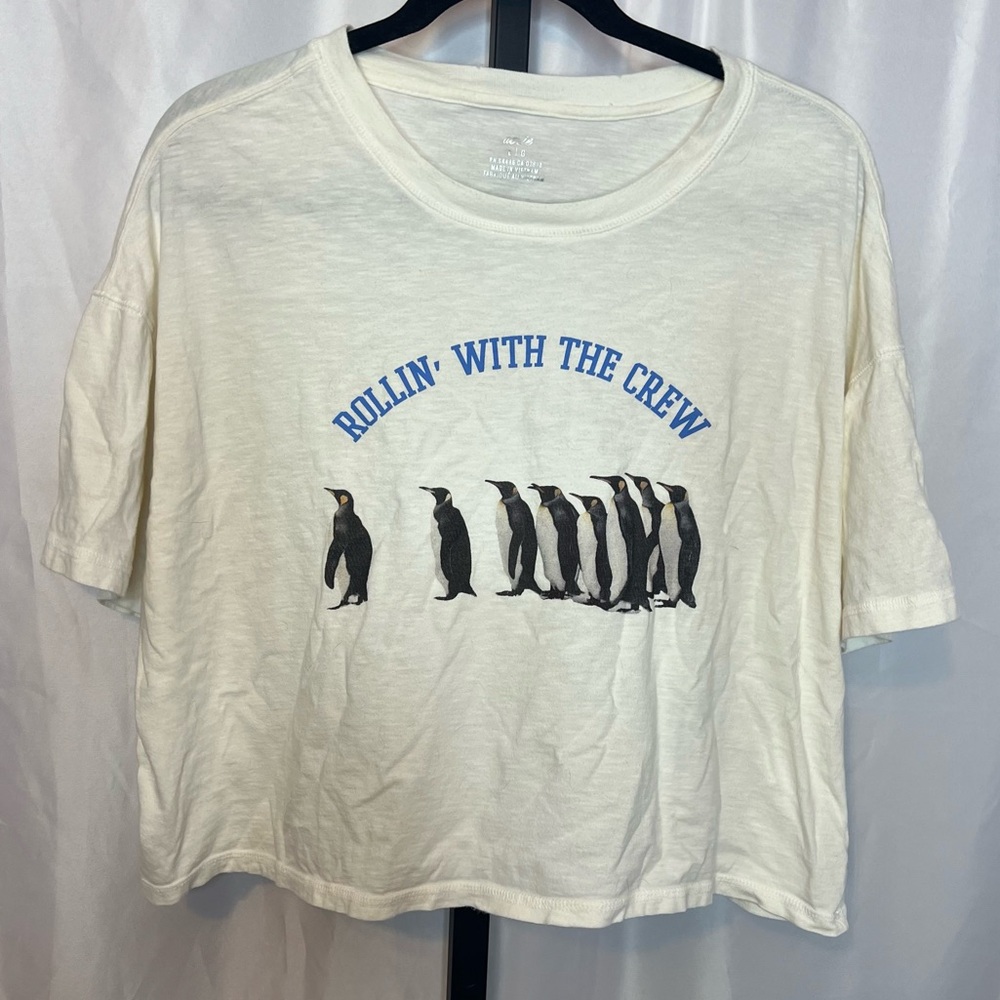 3 FOR $15 Aerie Rollin' With The Crew Penguins Crop Top, size Large